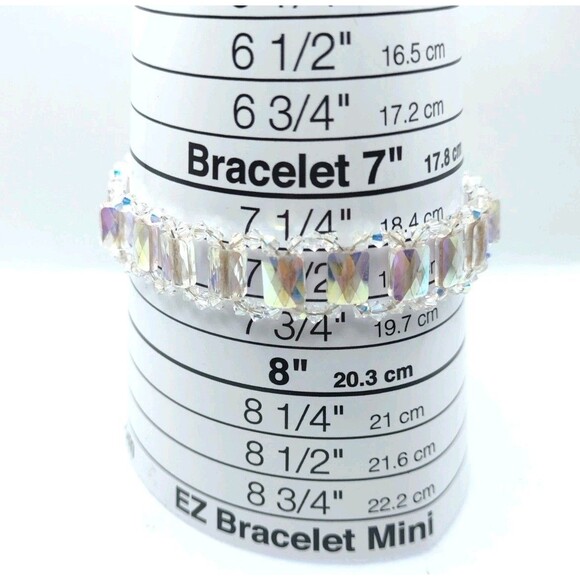 Sterling Silver 925 Aurora Borealis Rhinestone Crystal Bracelet 7.5-8.75" 14mm - Picture 11 of 13